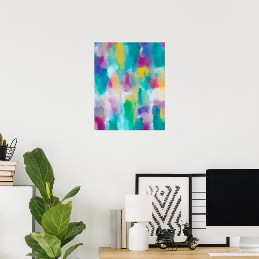 Kleurrijke Abstracte aquarel schilderen Poster (Thuiskantoor)