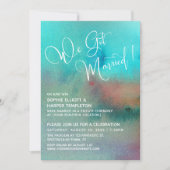 Kleurrijke Abstracte Aquarel We Zijn Getrouwd Scri Kaart (Voorkant)