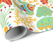 Kleurrijke Abstracte Aquatic Life Cartoon Stijl Cadeaupapier (Rol Hoek)