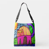 Kleurrijke Abstracte Art Cat Crossbody Tas (Achterkant)