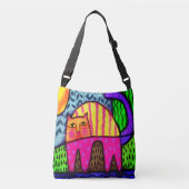 Kleurrijke Abstracte Art Cat Crossbody Tas (Voorkant)