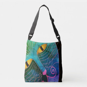 Kleurrijke Abstracte Art Cat Face Crossbody Tas