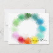 Kleurrijke Abstracte Art Custom Hand Script Naam T Notitiekaartje (Voorkant)