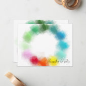 Kleurrijke Abstracte Art Custom Hand Script Naam T Notitiekaartje (Voorkant / Achterkant in situ)