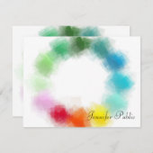 Kleurrijke Abstracte Art Custom Hand Script Naam T Notitiekaartje (Voorkant / Achterkant)