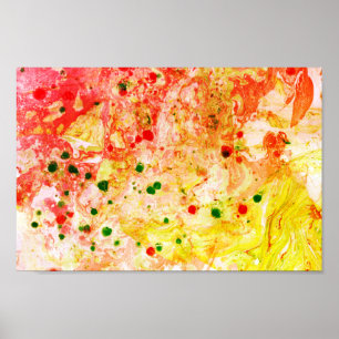 Kleurrijke Abstracte Art Green Red Yellow Modern Poster