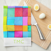 Kleurrijke Abstracte Art INITIALEN Modern Decor Le Theedoek (Quarter Fold)