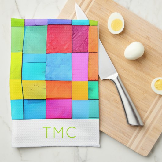 Kleurrijke Abstracte Art INITIALEN Modern Decor Le Theedoek (Quarter Fold)