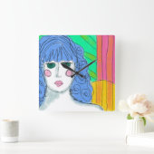 Kleurrijke Abstracte Art Large Clock Vierkante Klok (Huis)