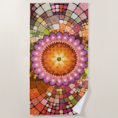 Kleurrijke Abstracte Art Mandala Mosaic Beach Towe Strandlaken (Voorkant)