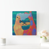 Kleurrijke Abstracte Art Mermaid Square Wall klok (Huis)