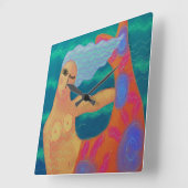 Kleurrijke Abstracte Art Mermaid Square Wall klok (Hoek)