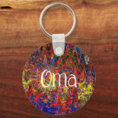 Kleurrijke Abstracte Art Oma Sleutelhanger (Voorkant)