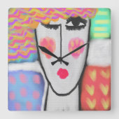 Kleurrijke Abstracte Art Square Wall klok (Voorkant)