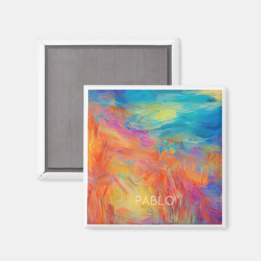 Kleurrijke Abstracte artiest die Fun NAME Mod Hip  Magneet (Voorkant / Achterkant)