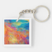 Kleurrijke Abstracte artiest die Fun NAME Mod Hip  Sleutelhanger (Achterkant)