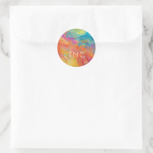 Kleurrijke Abstracte artiest schilderen Initialen  Ronde Sticker