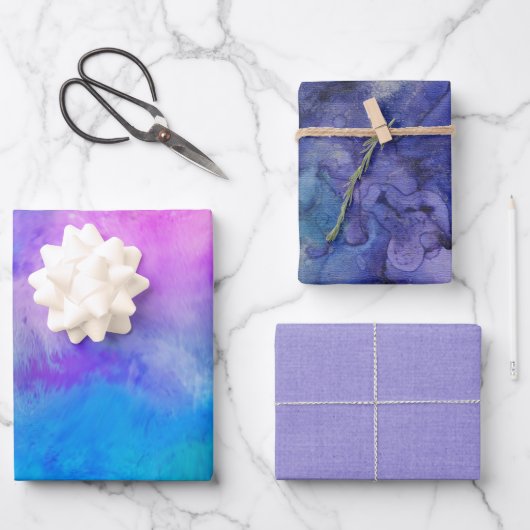 Kleurrijke Abstracte Artsy Waterverf Paint Inpakpapier Vel (Voorkant)