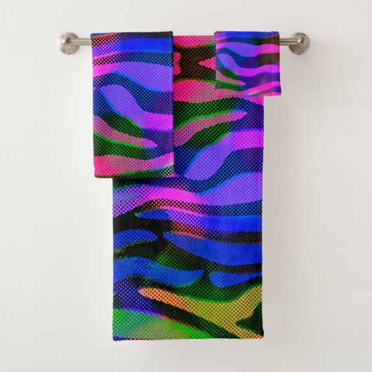 Kleurrijke Abstracte badkamer set handdoeken (Insitu)