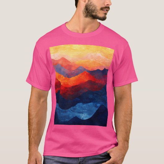 Kleurrijke Abstracte bergen actief T-shirt (Voorkant)