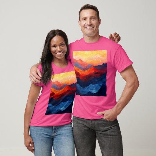 Kleurrijke Abstracte bergen actief T-shirt (Unisex)