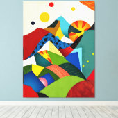 Kleurrijke Abstracte bergen Canvas Afdruk (Insitu (Houten vloer))