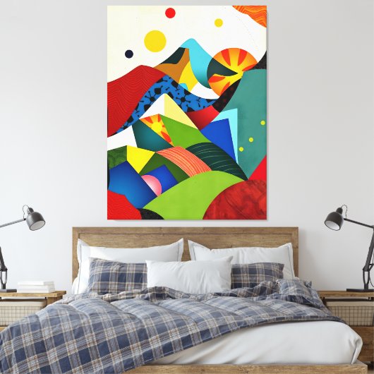 Kleurrijke Abstracte bergen Canvas Afdruk (Insitu (Slaapkamer))