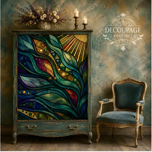 Kleurrijke Abstracte Blad Art Decoupage Tissuepapier