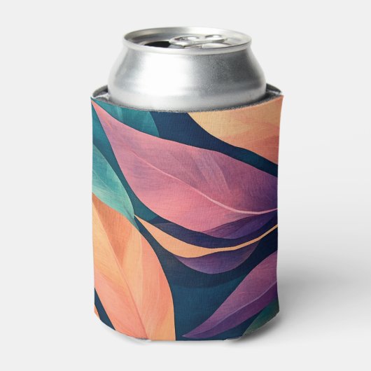 Kleurrijke Abstracte Bladeren Blikjeskoeler (Blikje Voorkant)