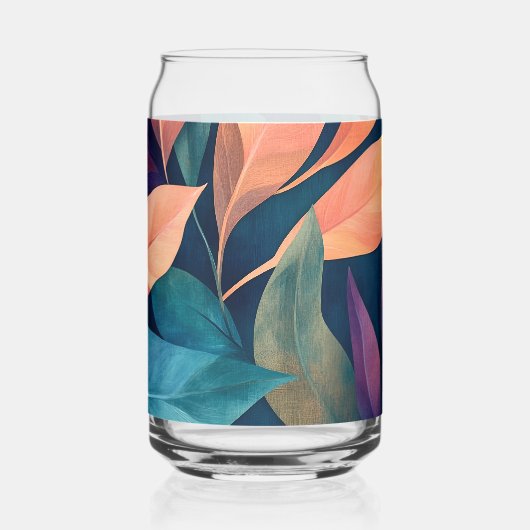 Kleurrijke Abstracte Bladeren Blikvorm Glas (Links)