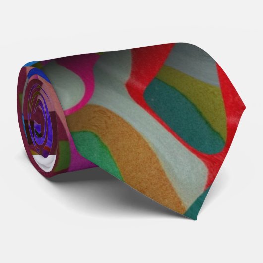 Kleurrijke Abstracte bladeren Paars groen rood Stropdas (Opgerold)