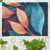Kleurrijke Abstracte Bladeren Theedoek (Gevouwen)
