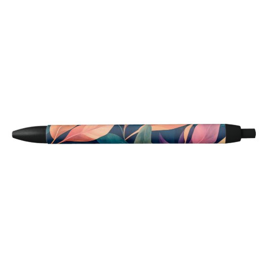 Kleurrijke Abstracte Bladeren Zwarte Inkt Pen (Voorkant)