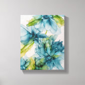 Kleurrijke Abstracte Blauwe en Groene Floral Kunst Canvas Afdruk (Voorkant)