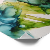 Kleurrijke Abstracte Blauwe en Groene Floral Kunst Poster (Hoek)