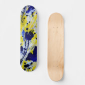 Kleurrijke Abstracte Blauwe Gele Verfspatten Persoonlijk Skateboard (Voorkant)