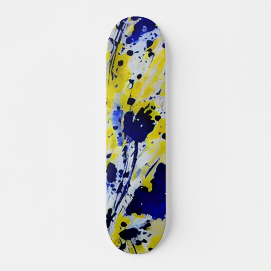 Kleurrijke Abstracte Blauwe Gele Verfspatten Persoonlijk Skateboard (Voorkant)