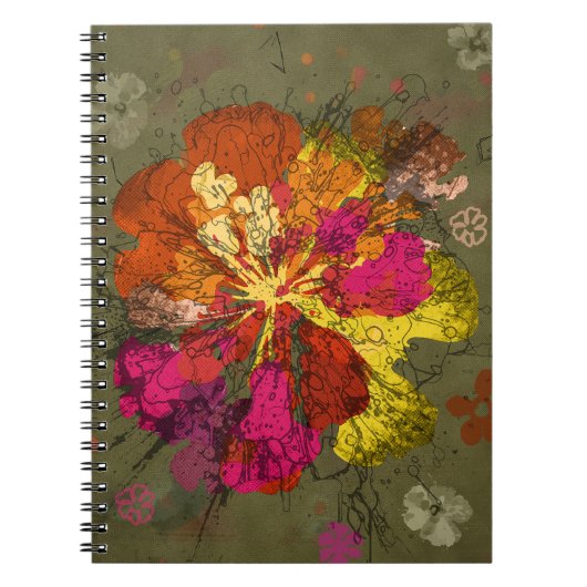 Kleurrijke Abstracte Bloei Notitieboek (Voorkant)