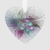 Kleurrijke Abstracte Bloem Bloemen Fractal Art Tek Ornament (voorkant)