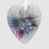 Kleurrijke Abstracte Bloem Bloemen Fractal Art Tek Ornament (voorkant)