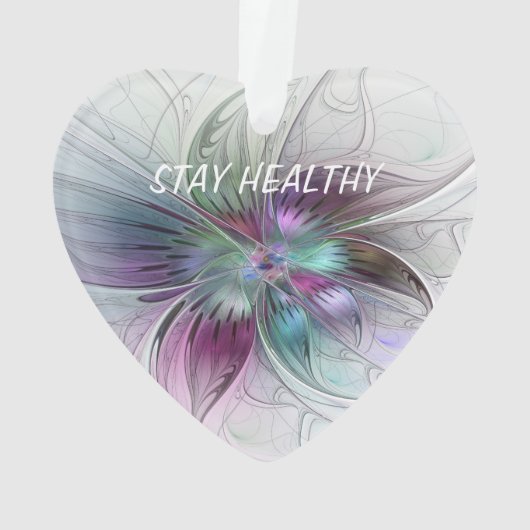 Kleurrijke Abstracte Bloem Bloemen Fractal Art Tek Ornament (achterkant)