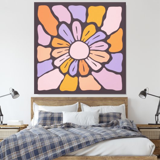 Kleurrijke Abstracte Bloem Canvas Afdruk (Insitu (Slaapkamer))
