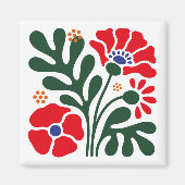 Kleurrijke Abstracte Bloem Magneet met Klaproos Mo (Voorkant)
