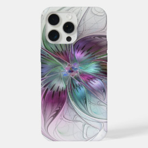 Kleurrijke Abstracte Bloem Moderne Bloemige Fracta iPhone 15 Pro Max Case