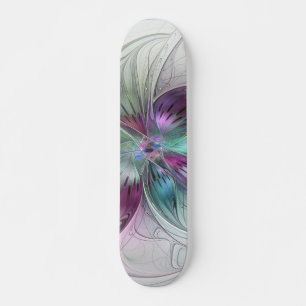 Kleurrijke Abstracte Bloem Moderne Bloemige Fracta Persoonlijk Skateboard
