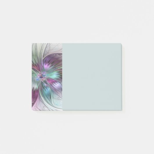Kleurrijke Abstracte Bloem Moderne Bloemige Fracta Post-it® Notes (Voorkant)