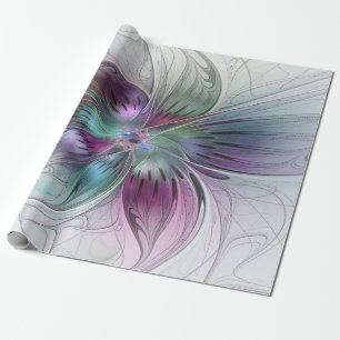 Kleurrijke Abstracte Bloem Moderne Bloemrijke Frac Cadeaupapier