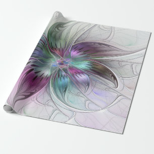 Kleurrijke Abstracte Bloem Moderne Bloemrijke Frac Cadeaupapier
