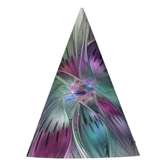 Kleurrijke Abstracte Bloem Moderne Bloemrijke Frac Feesthoedjes (Voorkant)