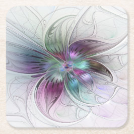 Kleurrijke Abstracte Bloem Moderne Bloemrijke Frac Kartonnen Onderzetters
